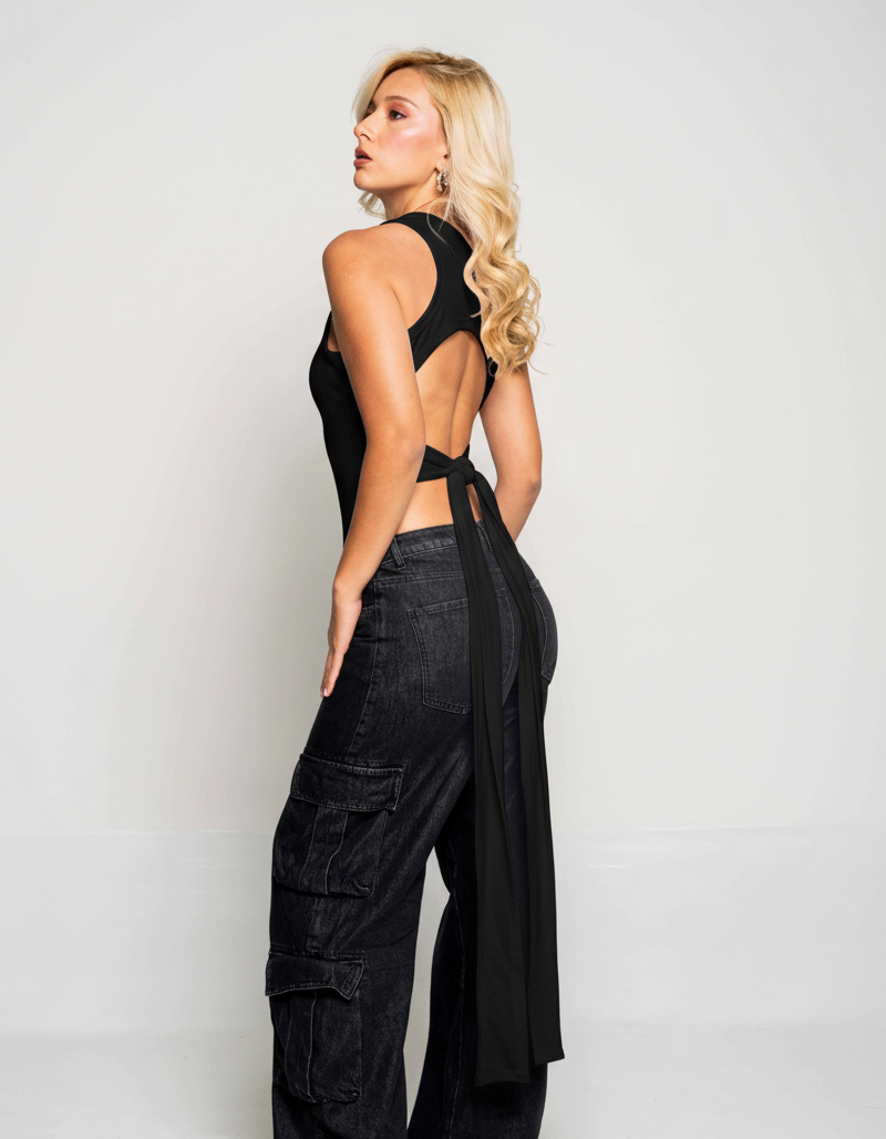 Tank Top Bow Black