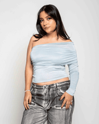 Top Syra Baby Blue Glitter - Nítida